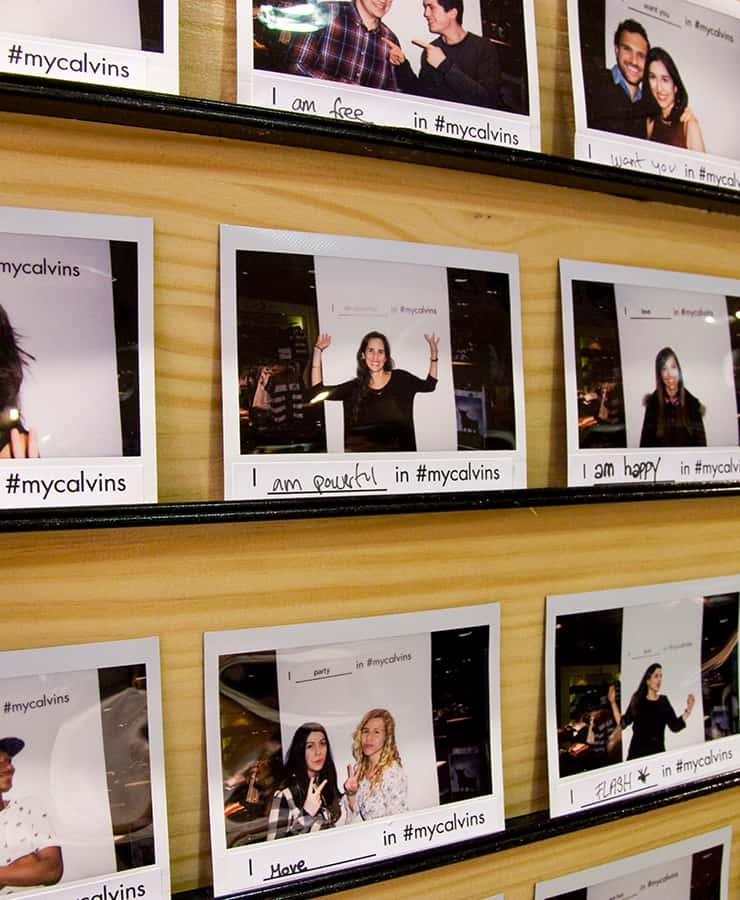 Mobiliario personalizado con imágenes en redes sociales del proyecto Calvin Klein