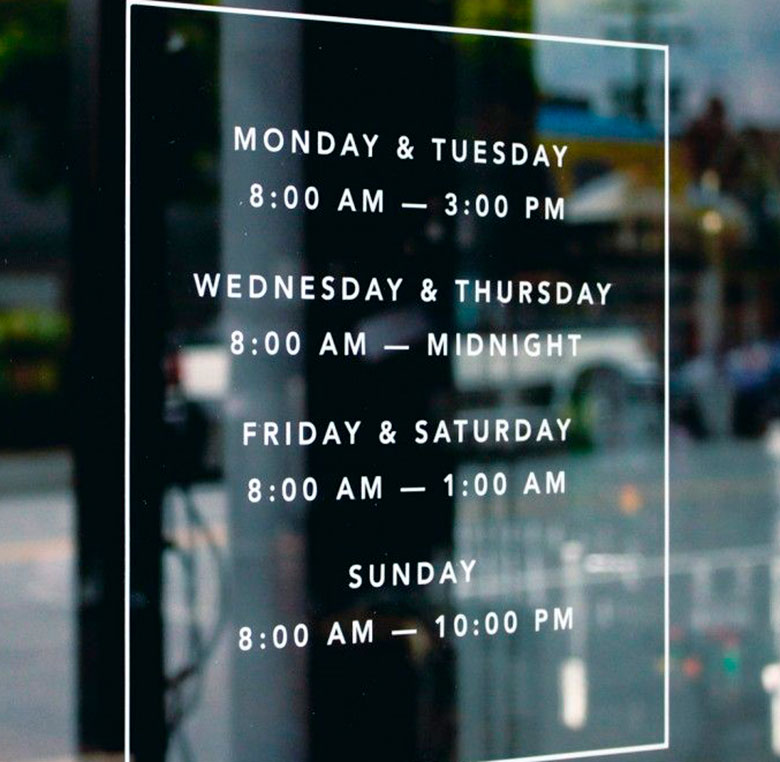 Horario de apertura de un restaurante