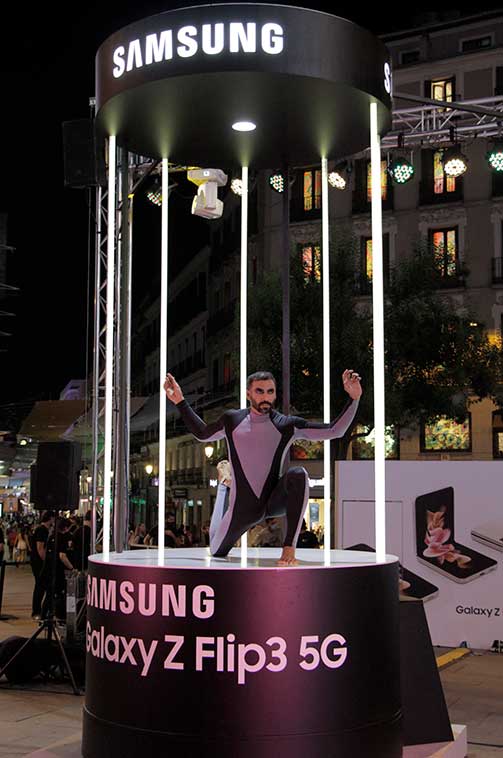 Instalación de una columna para un evento de Samsung