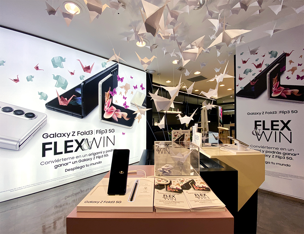 Producción de la decoración para el evento de Samsung Flex&Win