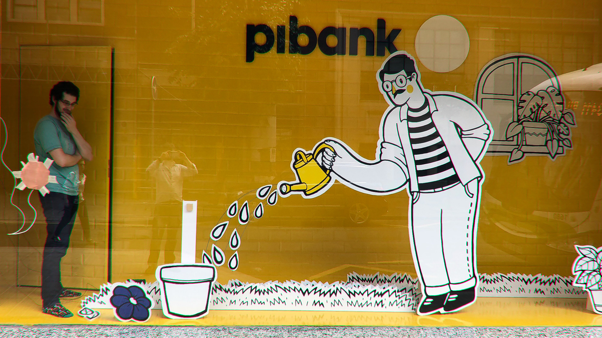 Escaparate de un banco Pibank