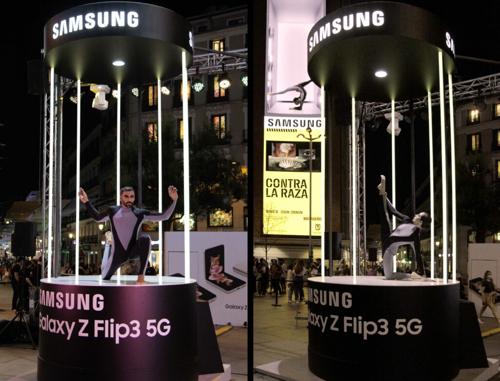 Instalación de mobiliario para un evento de Samsung en Callao