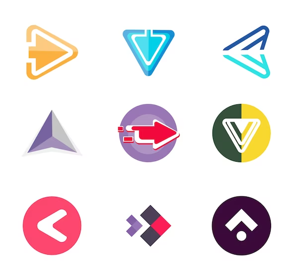 Diseños de logotipos incluyendo flechas