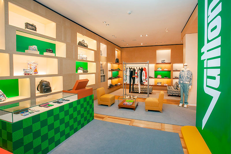 Diseño llamativo para un pop-up store de Louis Vuitton