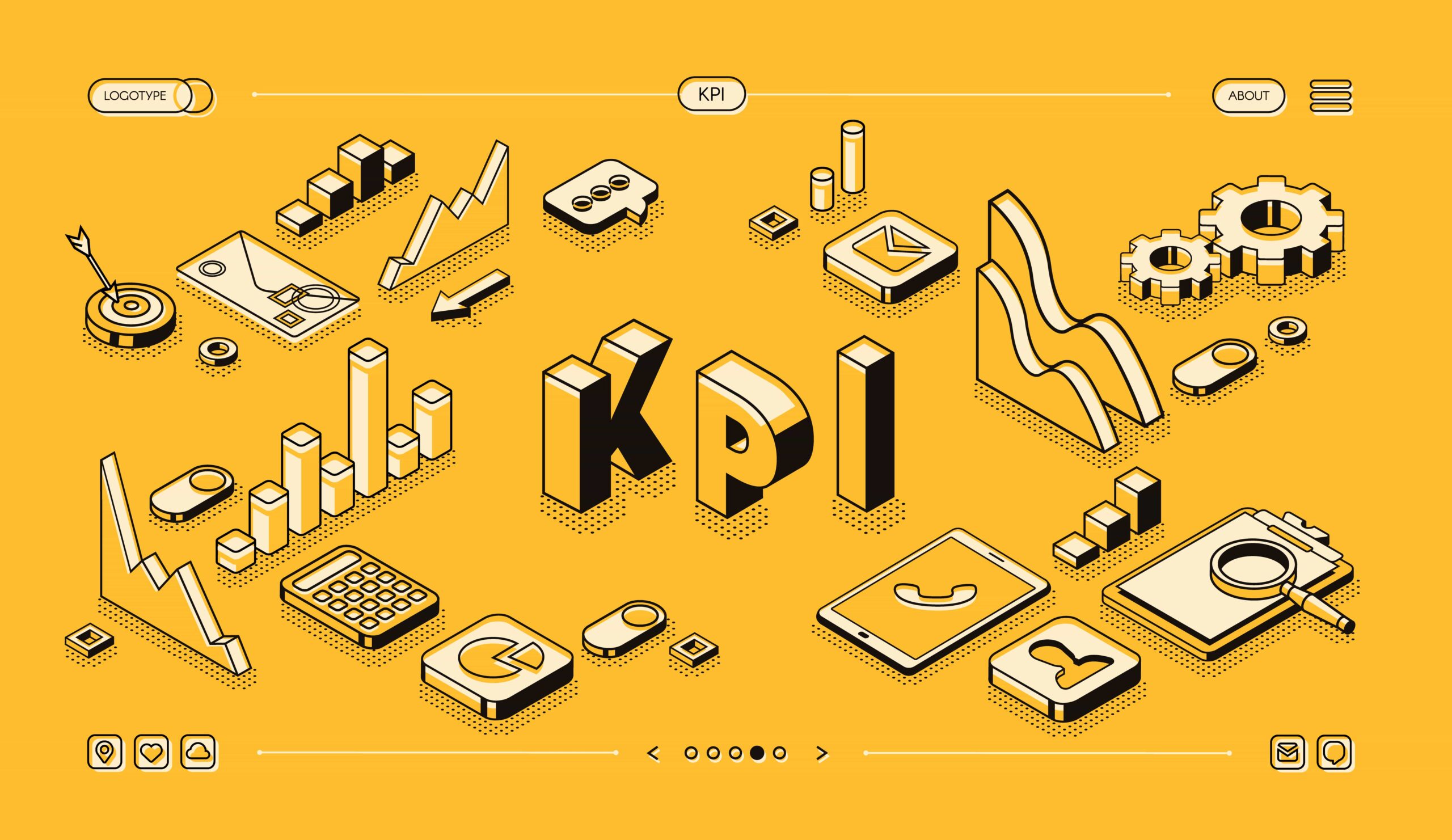 Ilustración KPI con iconos