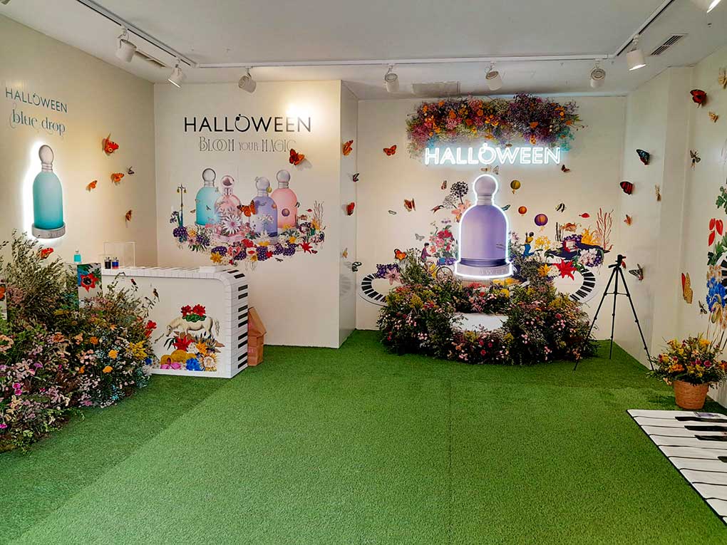 Pop-up experiencial del perfume Halloween, campaña de verano 2023 en Callao, Madrid