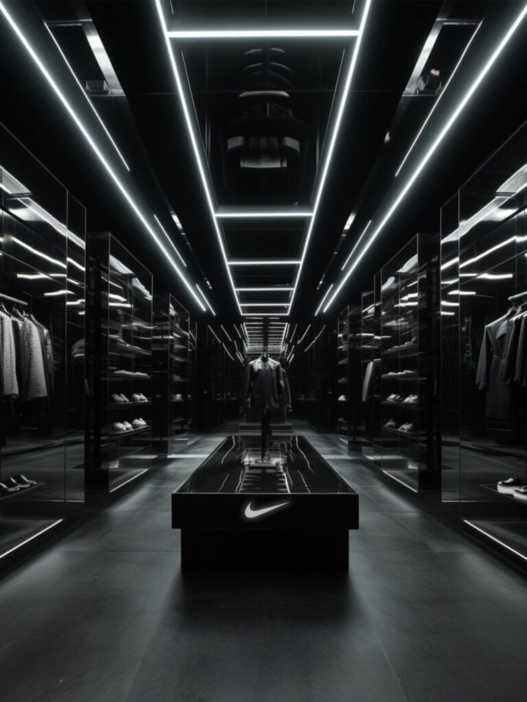 Concepto ficticio de Pop-Up Store de Nike Noir.